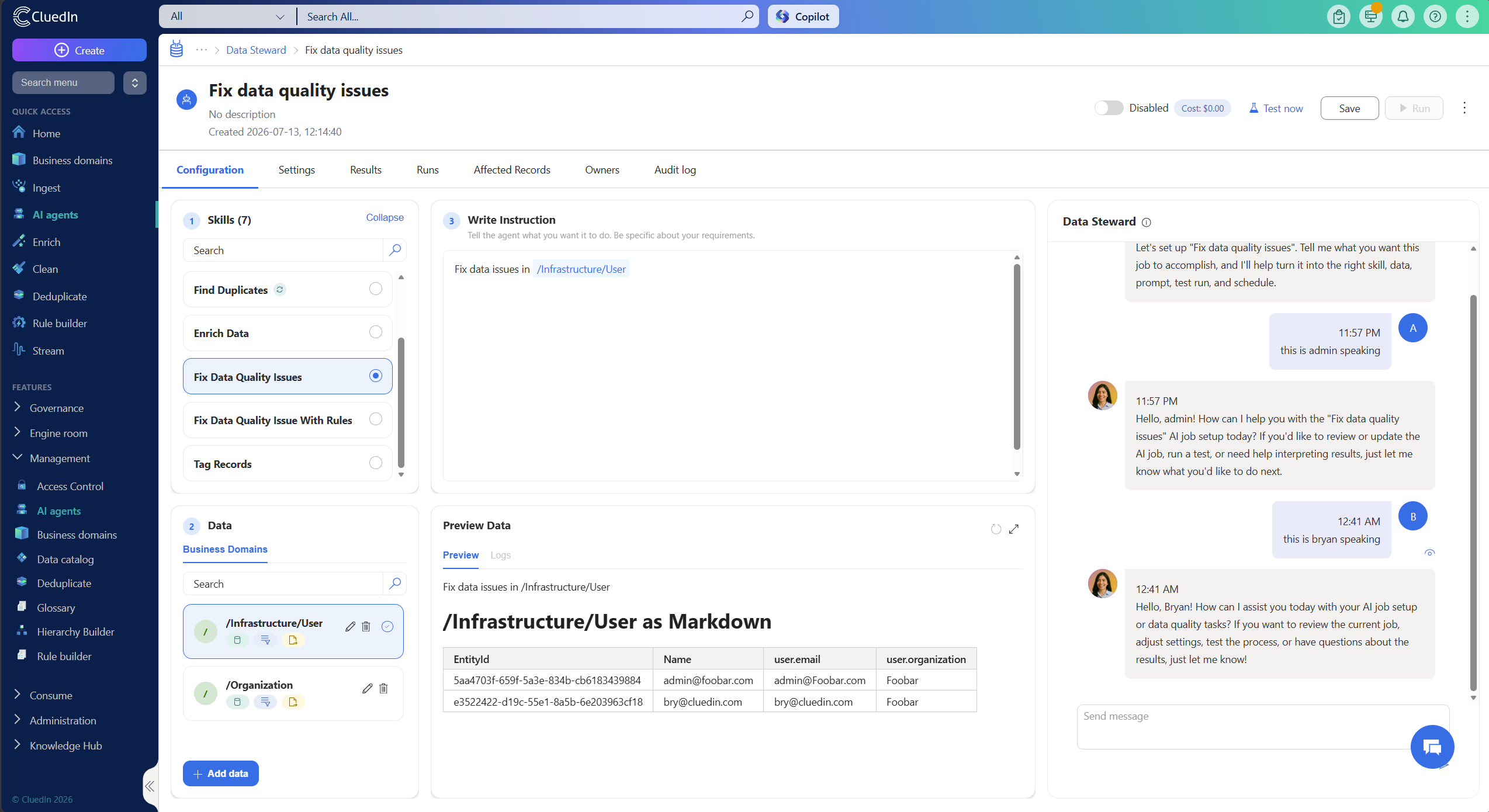 Fix data quality issues in CluedIn Agentic Master Data Manager