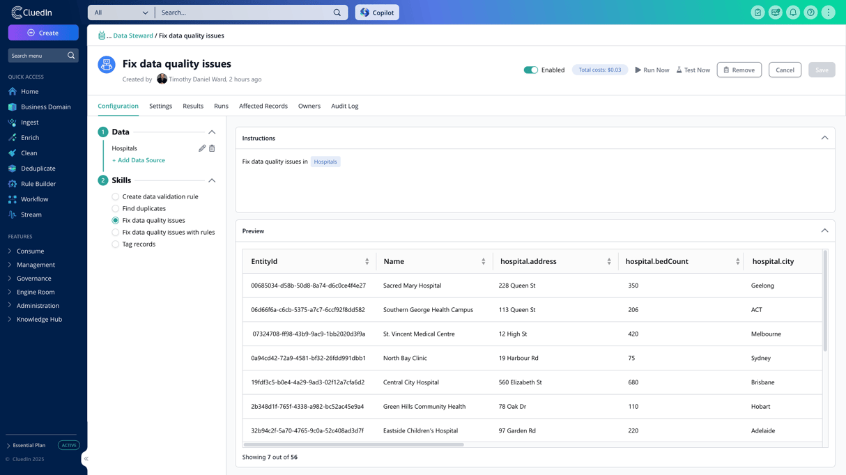 Agentic Data Management - Inside an agent job